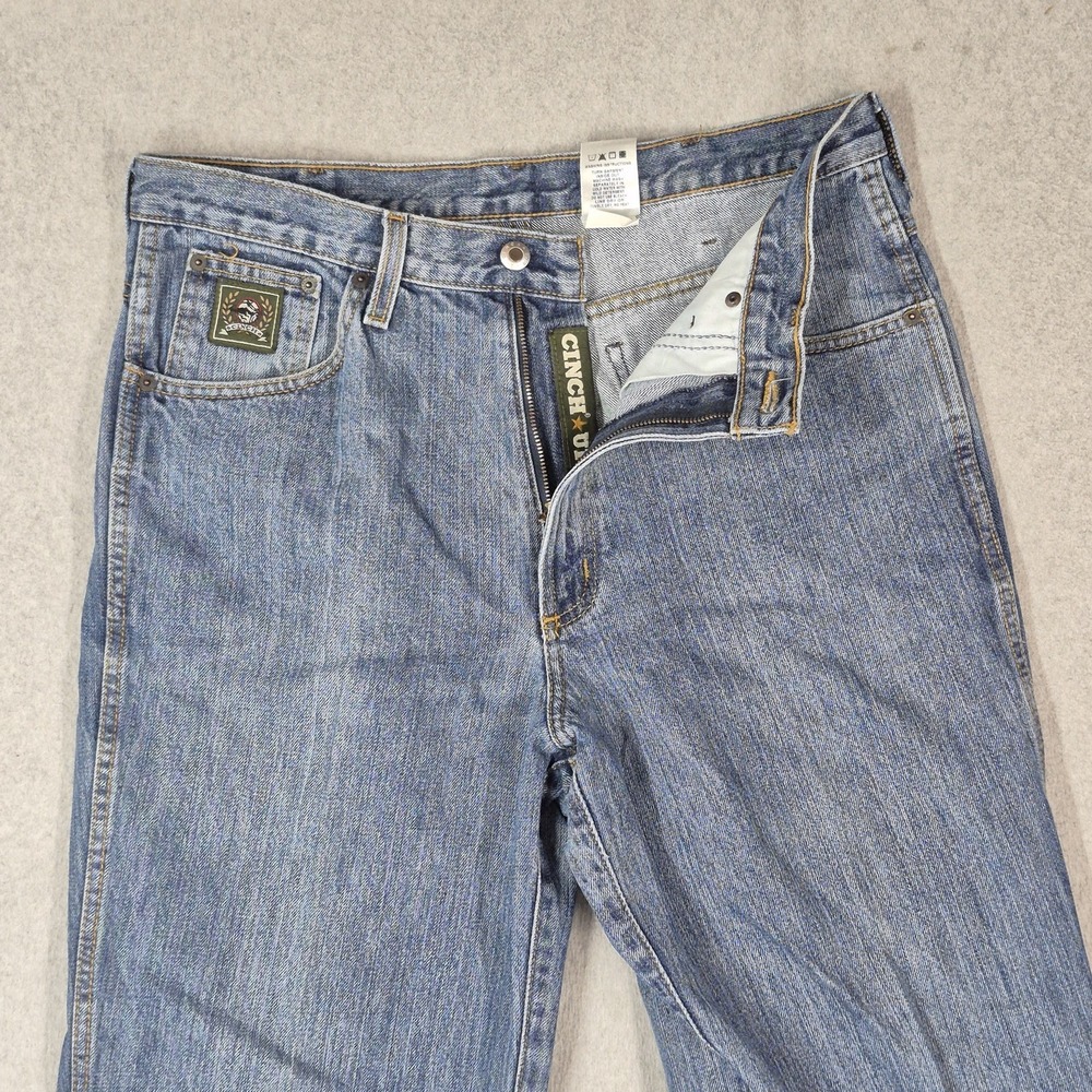 Cinch Men Jeans 33X34 Blue Denim Green Label Relaxed Tapered 32" Inseam - Picture 6 of 12